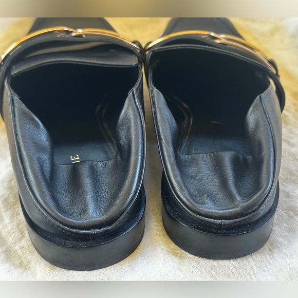 Frame Le Miramar Black Leather Chain Embellished Collapsible Heel Loafer Size 40 - Picture 8 of 15